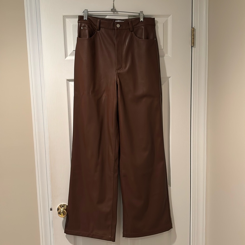 WeWoreWhat Brown Faux Leather Pants